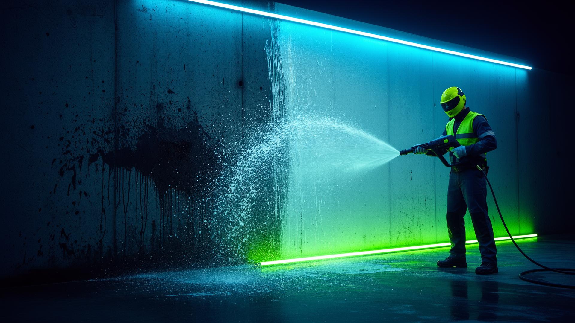 Pressure washer at work